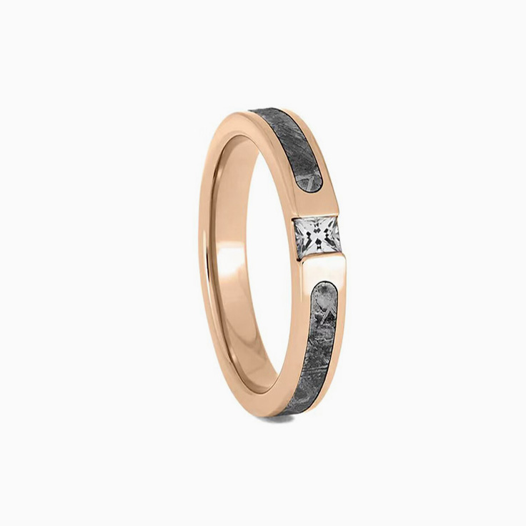 Womens Gold And Meteorite Wedding Ring