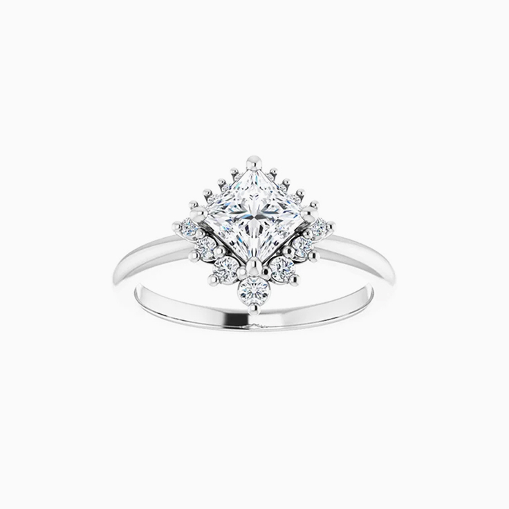 Unusual princess cut engagement ring