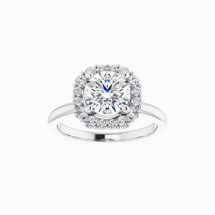 Cushion cut halo engagement ring
