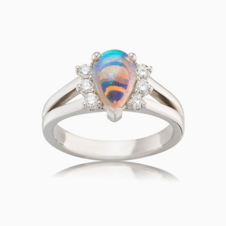 Pear opal ring