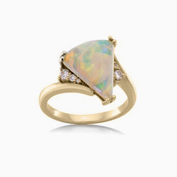 Opal diamond ring