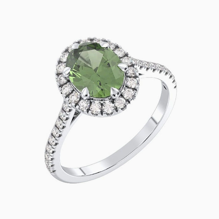 Peridot and diamond ring