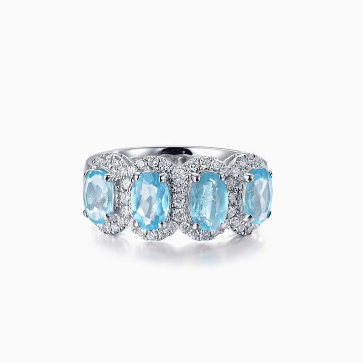 Blue Topaz Diamond Ring
