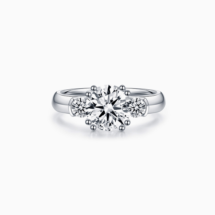 Trilogy Diamond Engagement Ring With Round Brilliant Cut Diamond