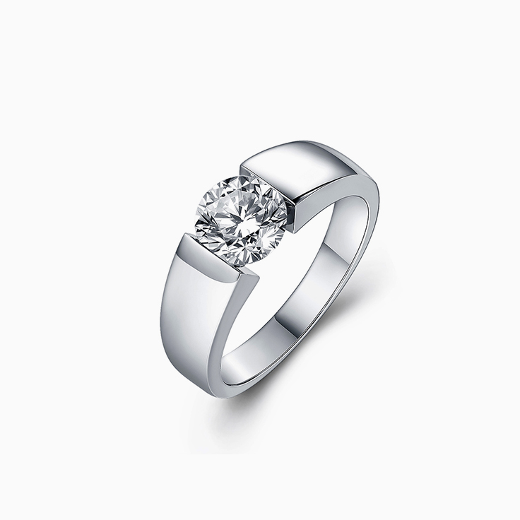 Lab Round diamond in partial setting