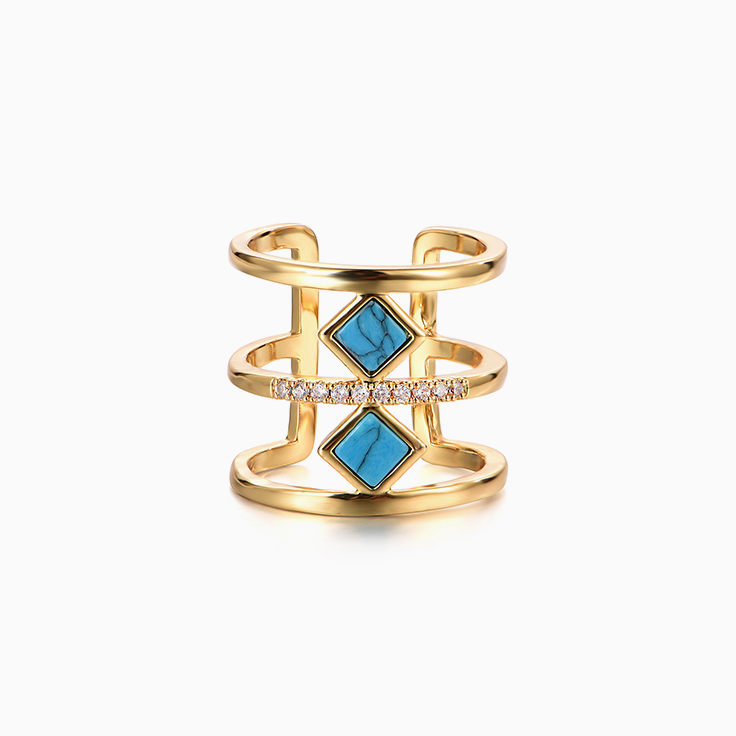 Gold Bar Cuff Ring