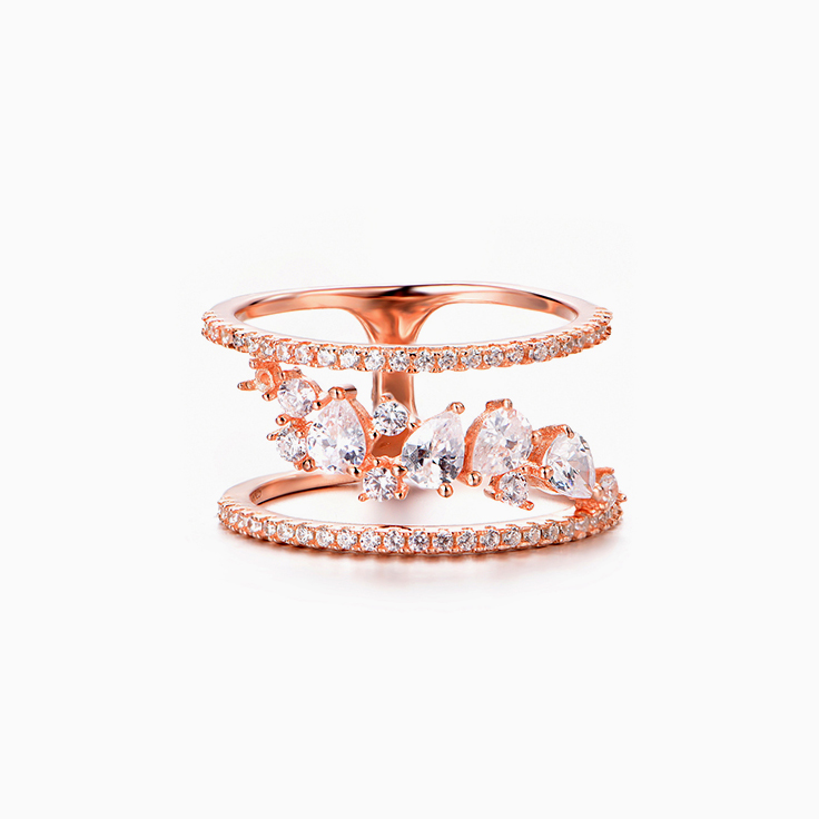 Fancy cut double Band Ring