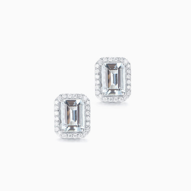 Aquamarine Diamond Studs