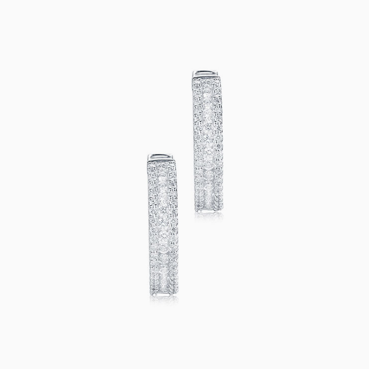Round and Baguette Diamond hoops