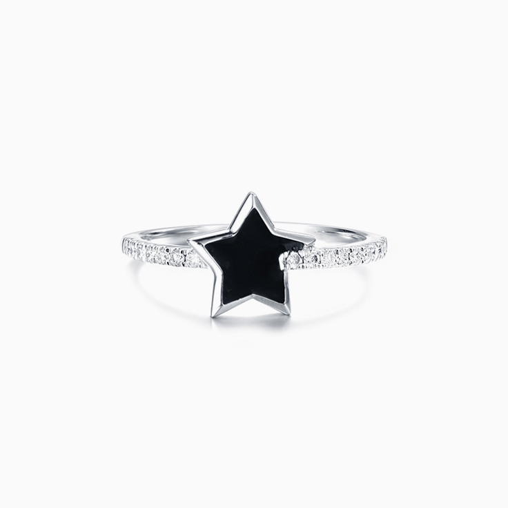 Black Enamel Star Ring