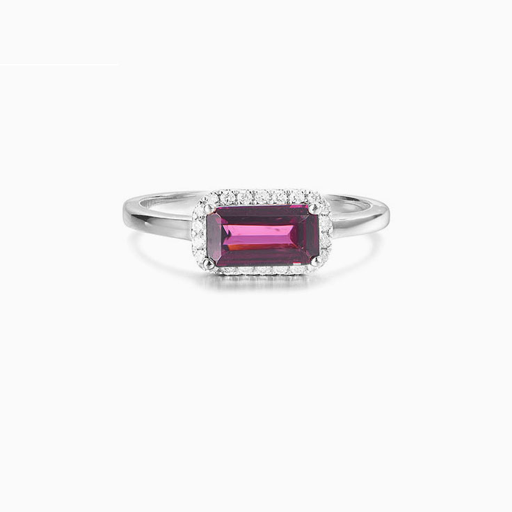 Rhodolite Garnet Halo Ring