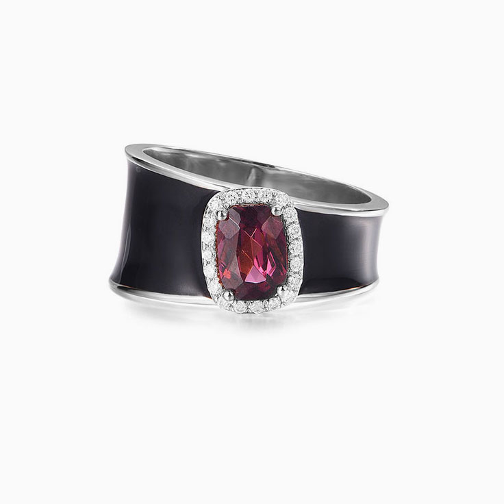 Rhodolite Enamel Ring