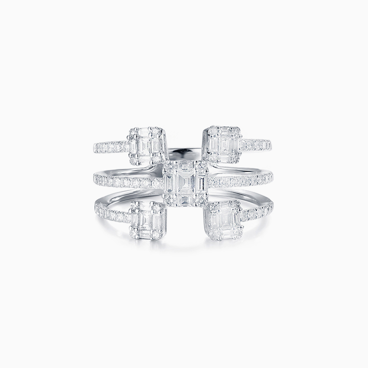 Three Band Baguette Cluster