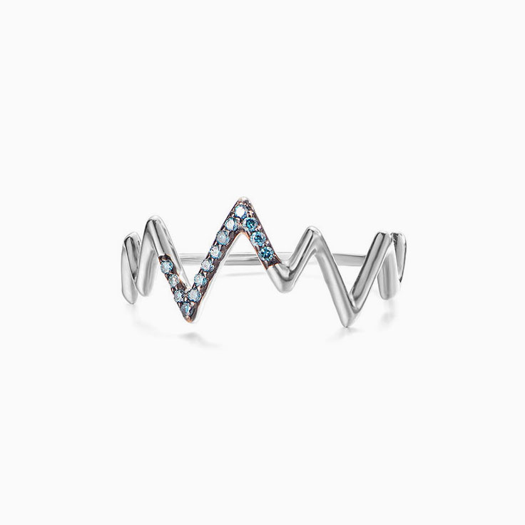 Zig Zag Blue diamond Ring