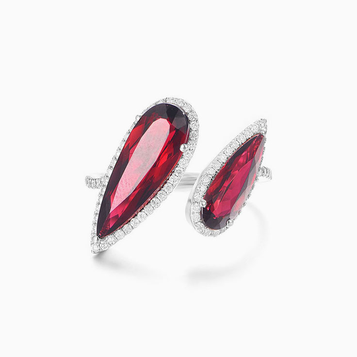 Rhodolite and Diamond Cuff Ring