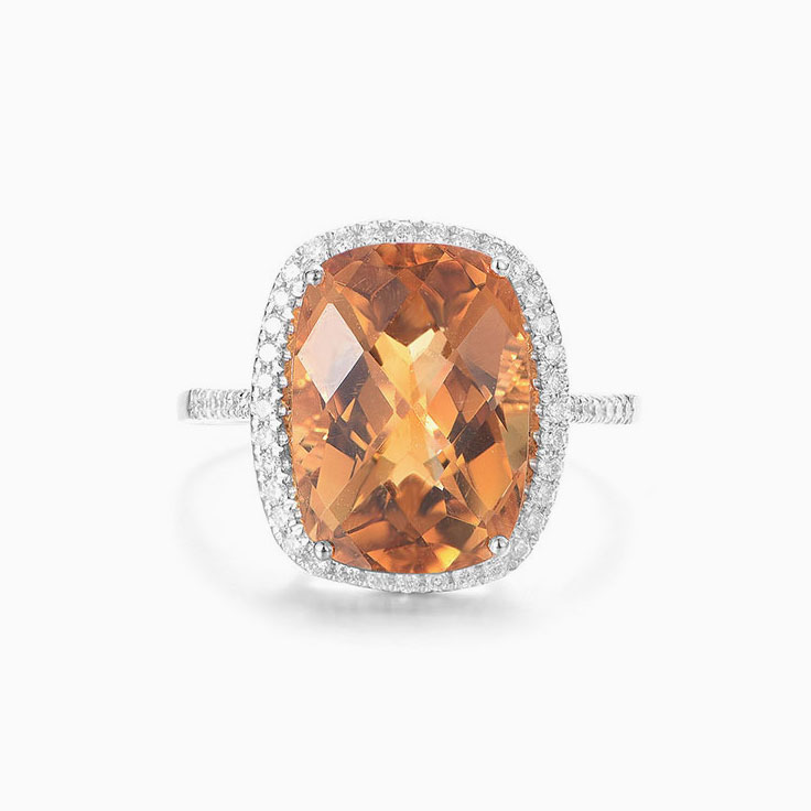 Cushion Shape Citrine Ring