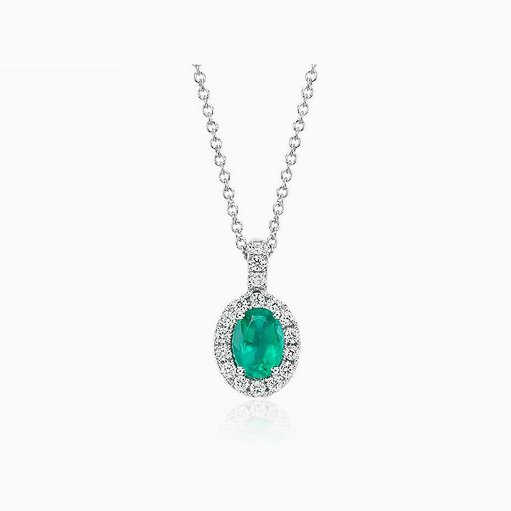Green Emerald and Diamond Pendant