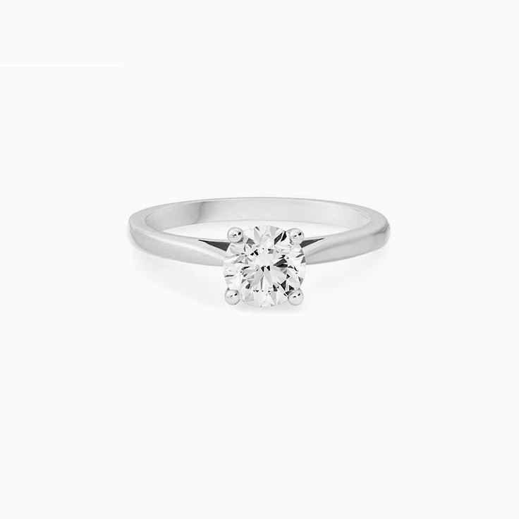 Round brilliant cut engagement ring in a four claw setting