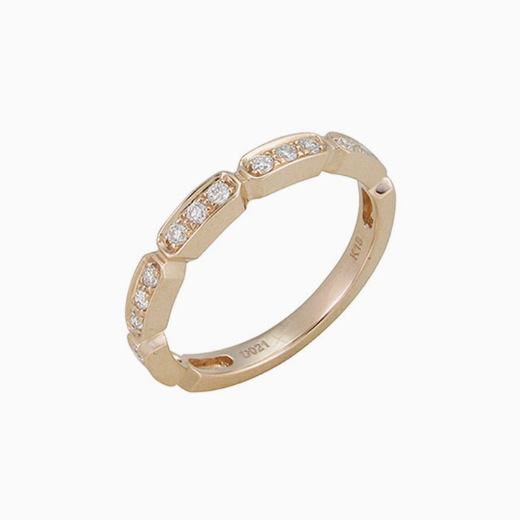 3stone pave set wedding ring