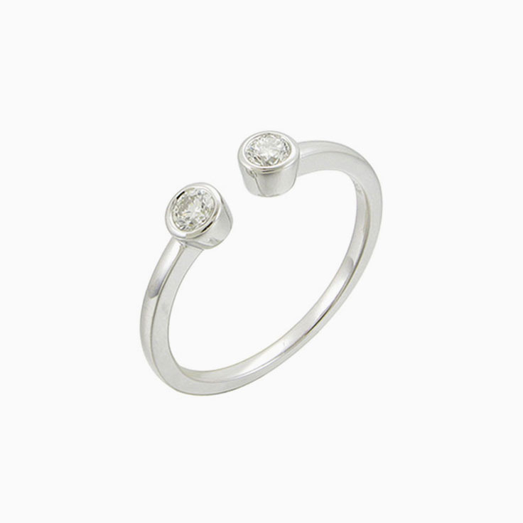 Bezel Set Diamond Cuff ring