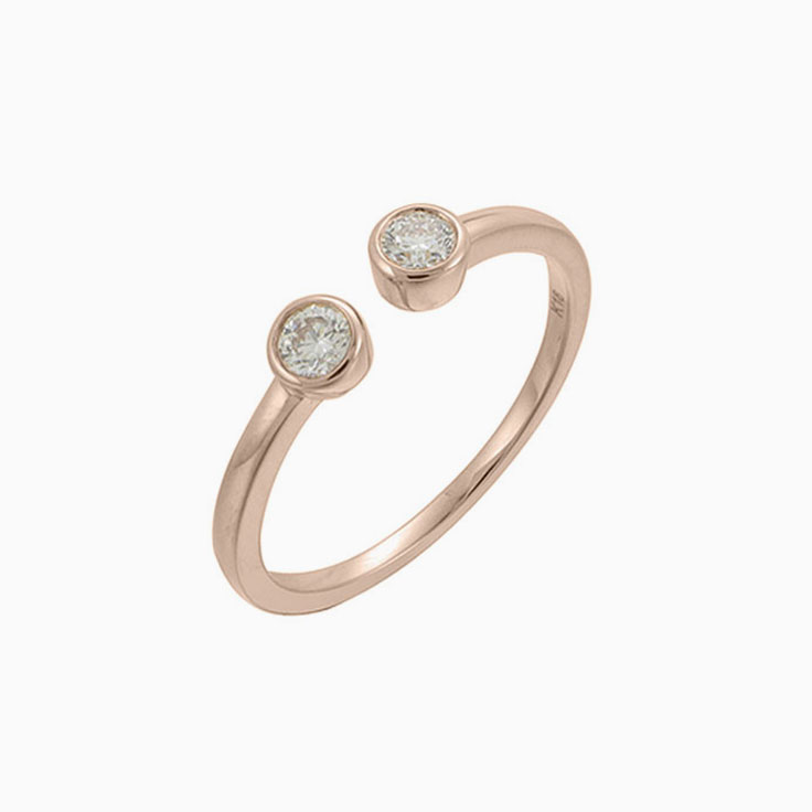 Bezel Set Diamond Cuff ring