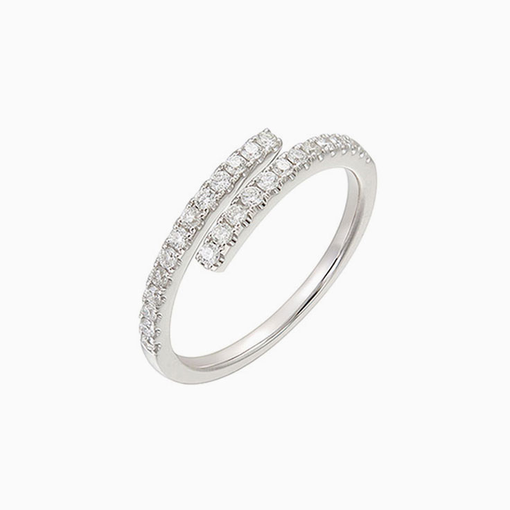 Double bar cuff diamond ring