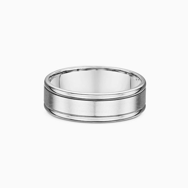 Dual Grooved Titanium Mens Ring