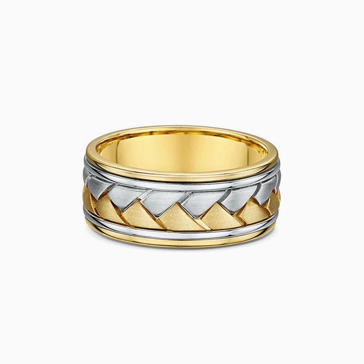 pattern two tone mens wedding ring 913A00