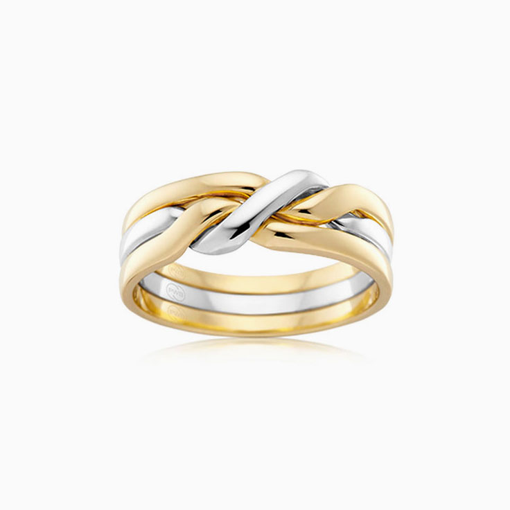 Knot Two Tone Mens Wedding Ring