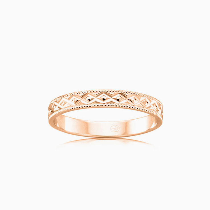 Carved ladies gold ring HR3554
