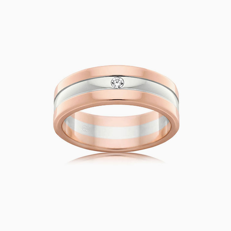 Two tone diamond mens ring 2T3367