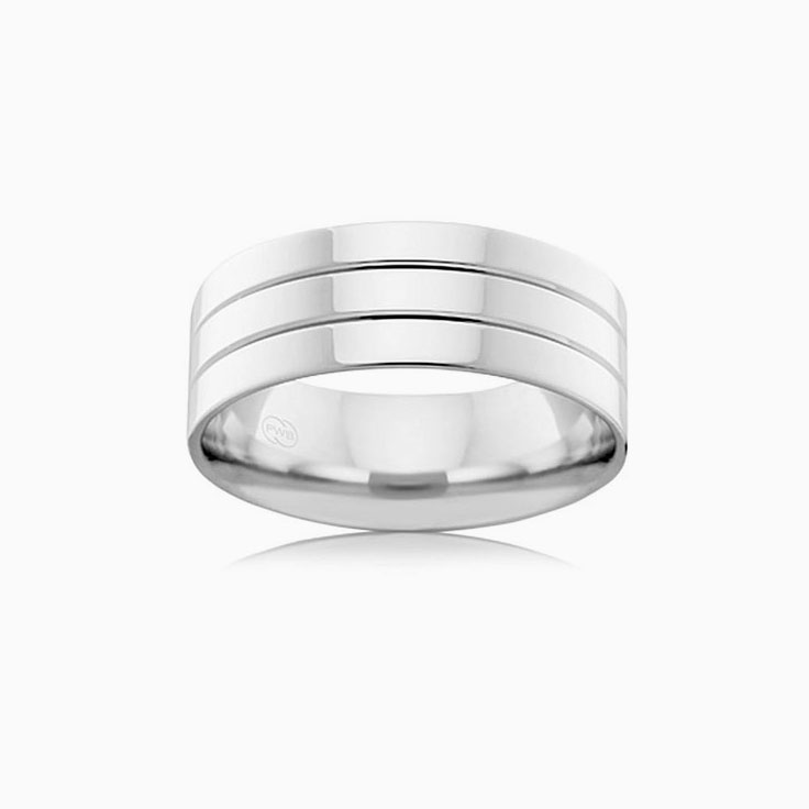 Grooved Mens wedding ring F100