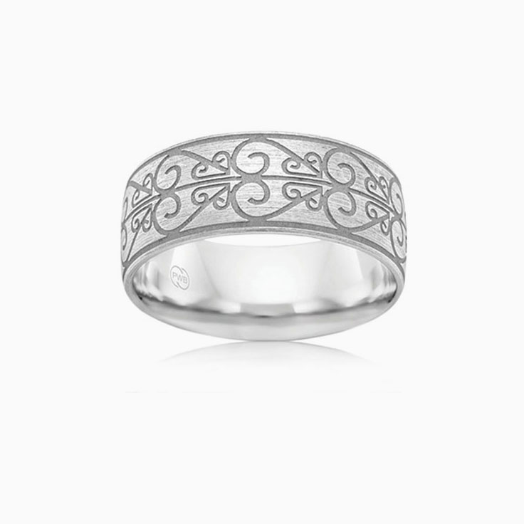 Carved Mens Wedding ring B3994