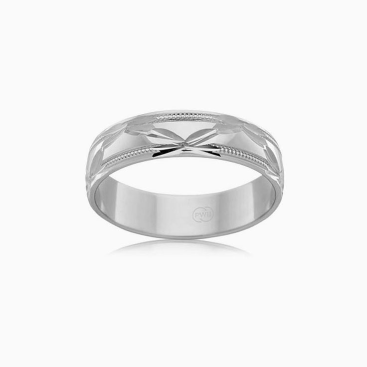 Carved mens wedding band HR1408