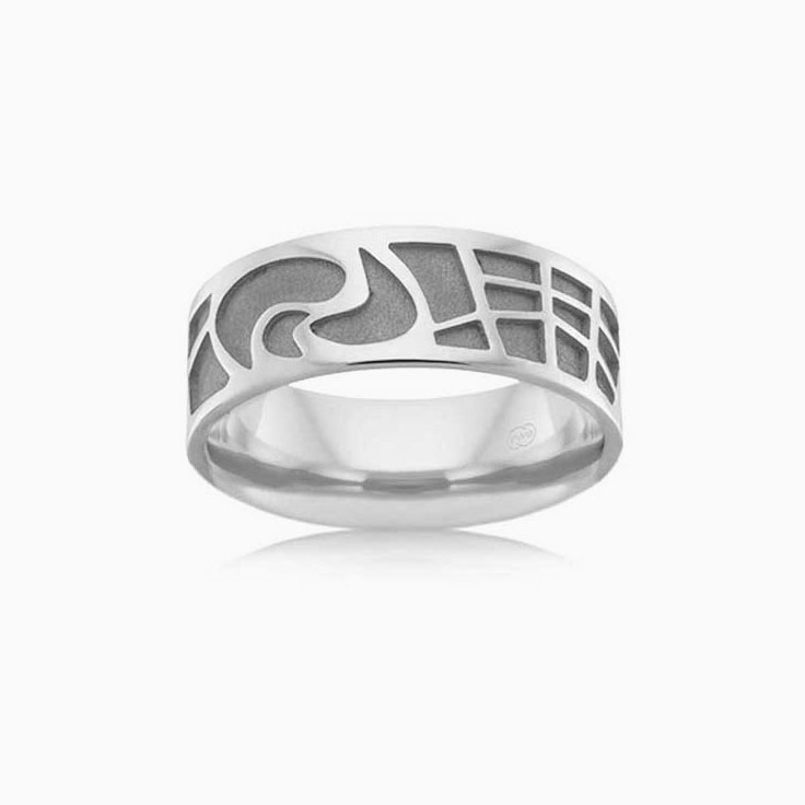 Black Rhodium Pattern mens ring J4057