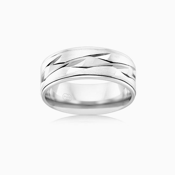 Pattern Mens wedding band J4170