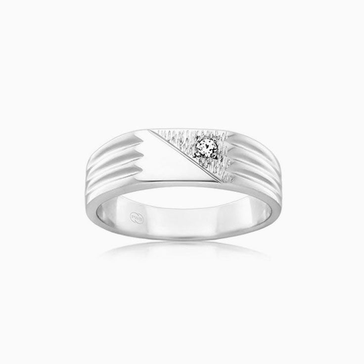 Hand Carved Mens Ring With Diamond