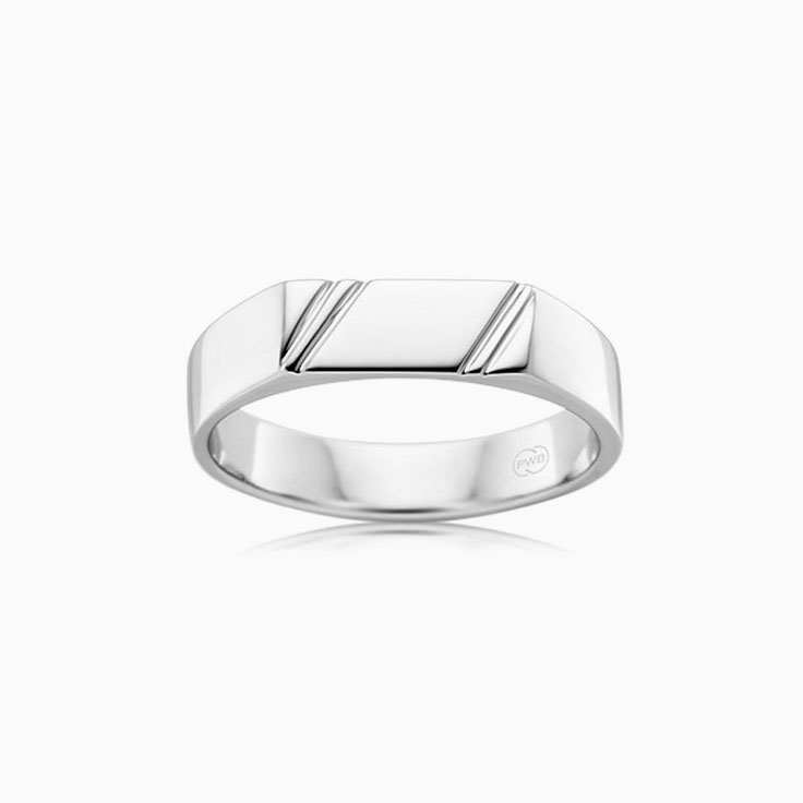 Hand Carved Rectangle Signet Mens Ring