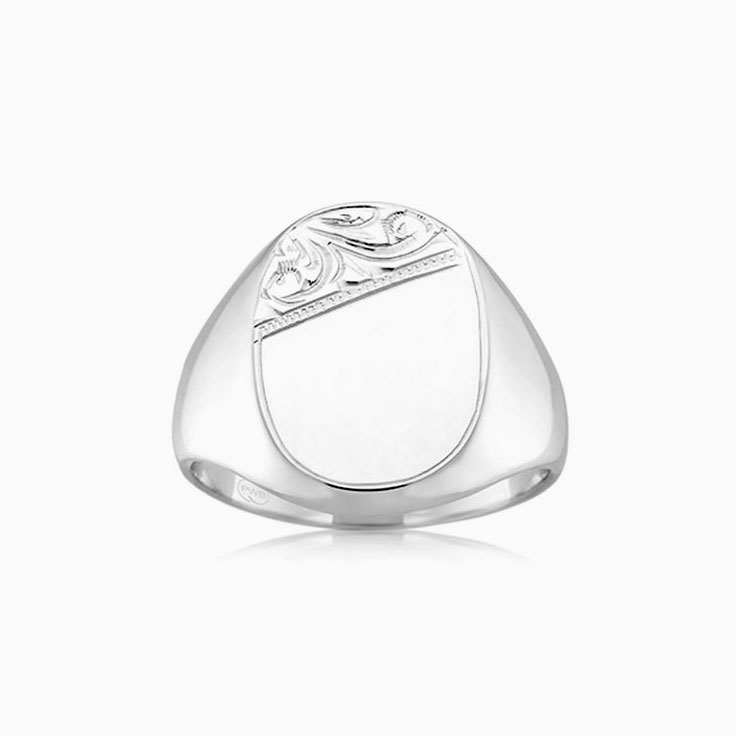 Oval Hand Engraved Signet Ring