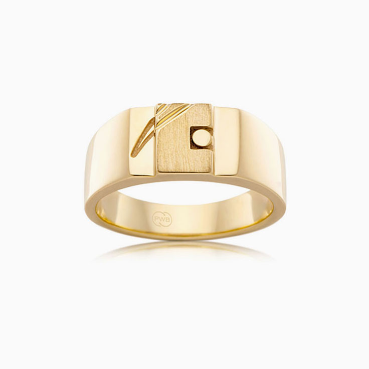 Rectangle Signet Ring With Hand Carved Pattern