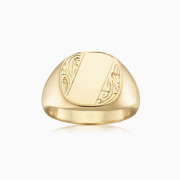 Engraved Rectangle Signet Ring