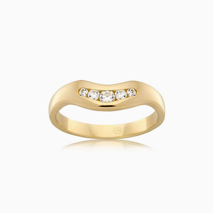 Five Stones Curved Lab Diamond Band