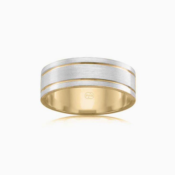 Double groove mens ring 2T3640