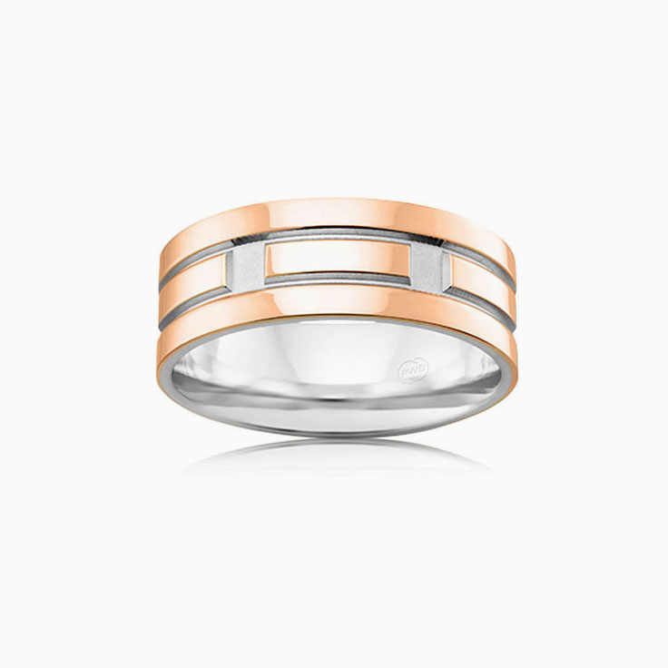 Grooved Mens wedding ring 2T3732