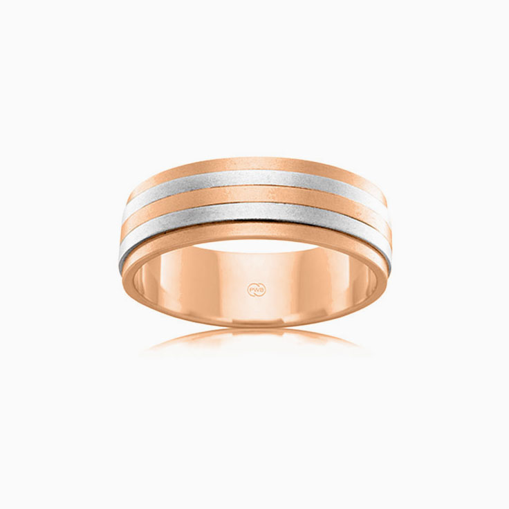 Two tone mens wedding ring 2TJ1298