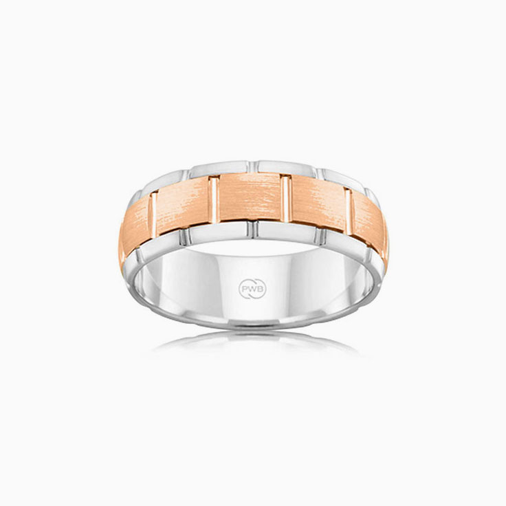 Two tone mens wedding ring 2TJ2712