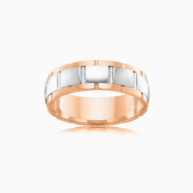 Two tone mens wedding ring 2TJ2713