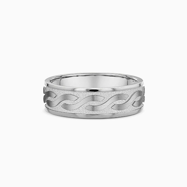 Delightful Carved Mens Wedding Band
