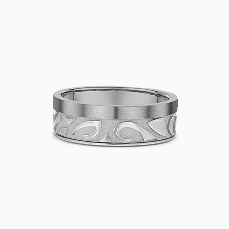 Mens Classic Carved Wedding Band