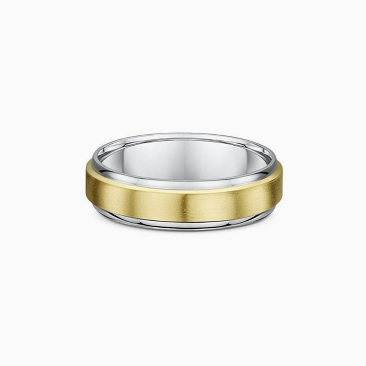 Dual Tone Step Edged Mens Wedding Ring